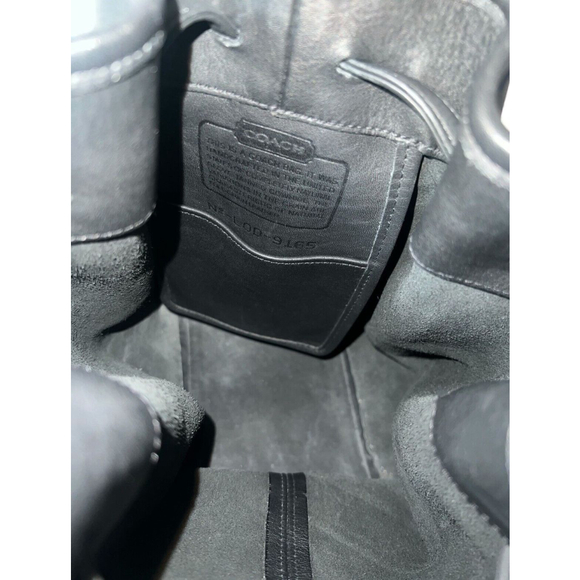 Vintage Coach 9165 Legacy Black Leather  Nickel Drawstring Bucket Bag Cinch USA - Picture 5 of 13